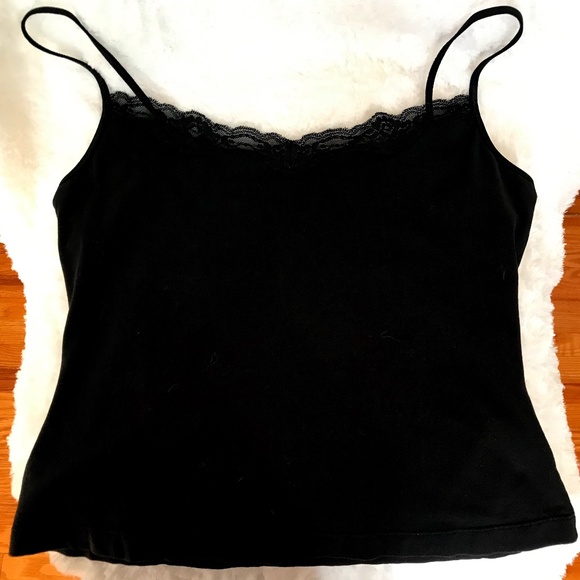 Mexx Tops - Mexx Vintage Black Women’s Tank Top With Lace Trim & Adjustable Spaghetti Straps